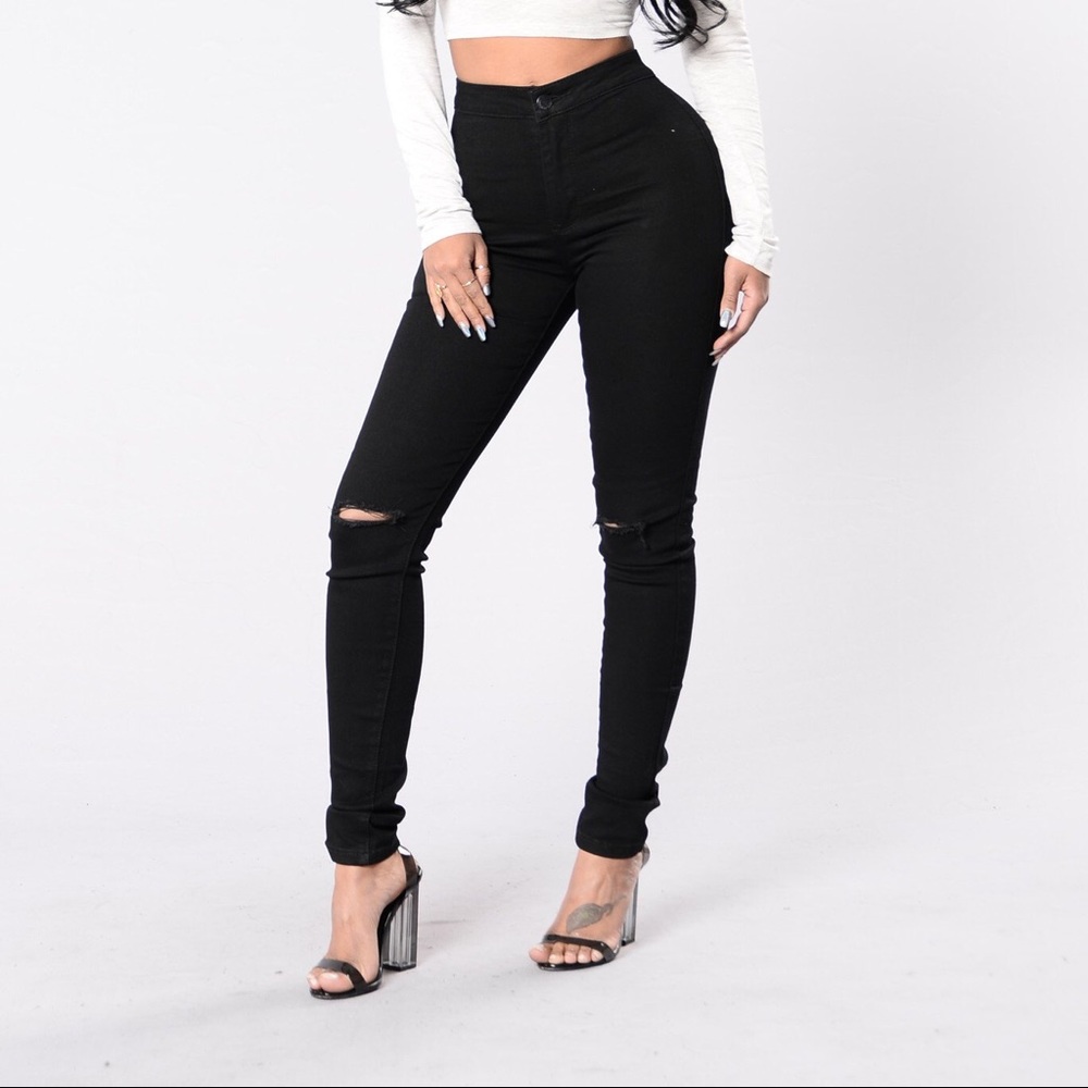Black Jeans with Knee Slits